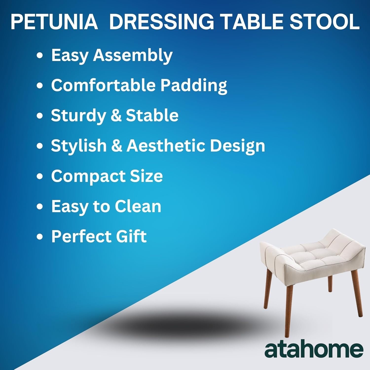 Cream Padded Dressing Table Stool Modern Vanity Makeup Chair Bedroom