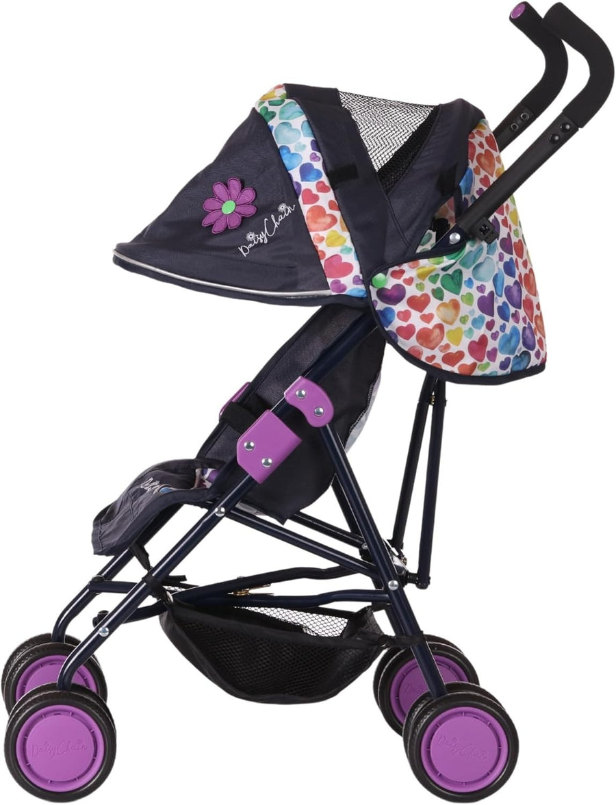 Large Dolls Pushchair for Ages 4–9, Adjustable Handle, Foldable Buggy