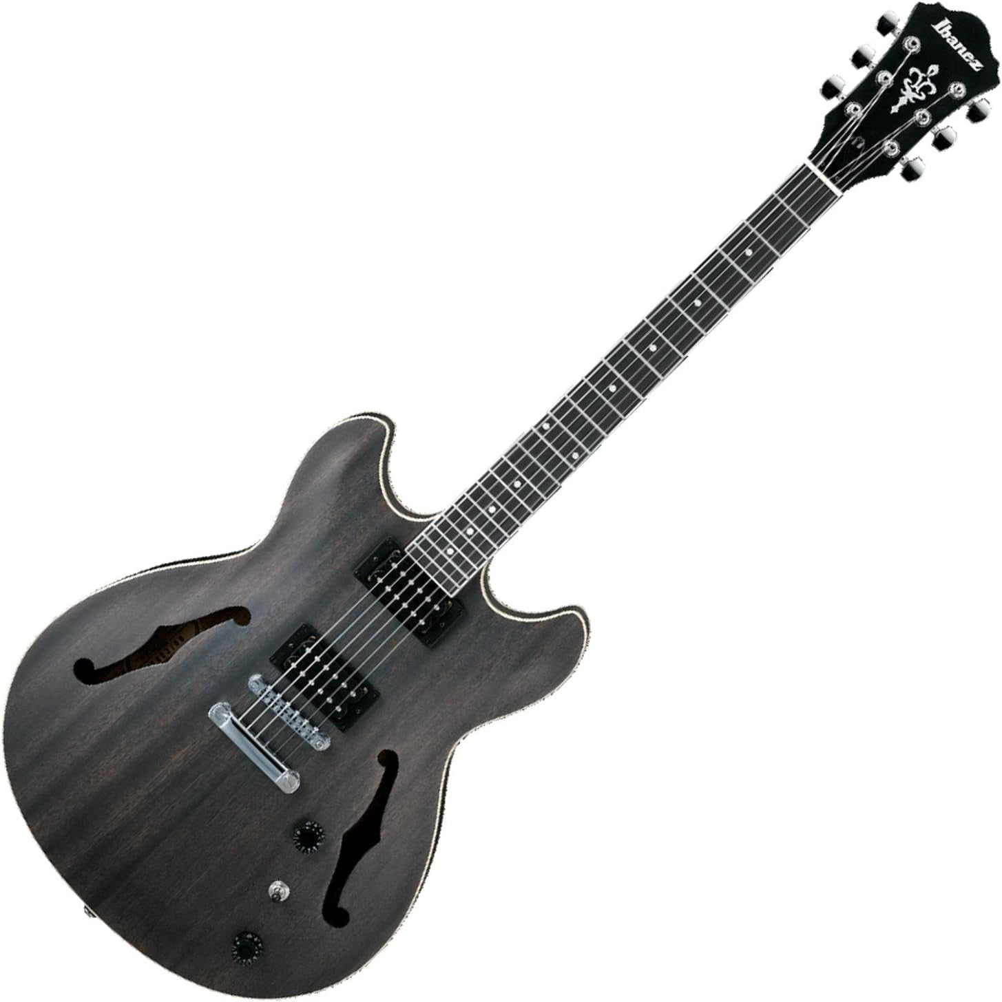 Semi Acoustic Electric Guitar Transparent Black F-Hole Maple Top