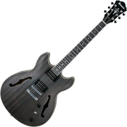 Semi Acoustic Electric Guitar Transparent Black F-Hole Maple Top