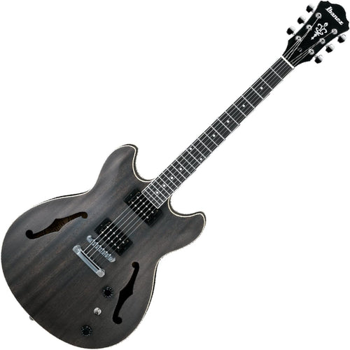 Semi Acoustic Electric Guitar Transparent Black F-Hole Maple Top