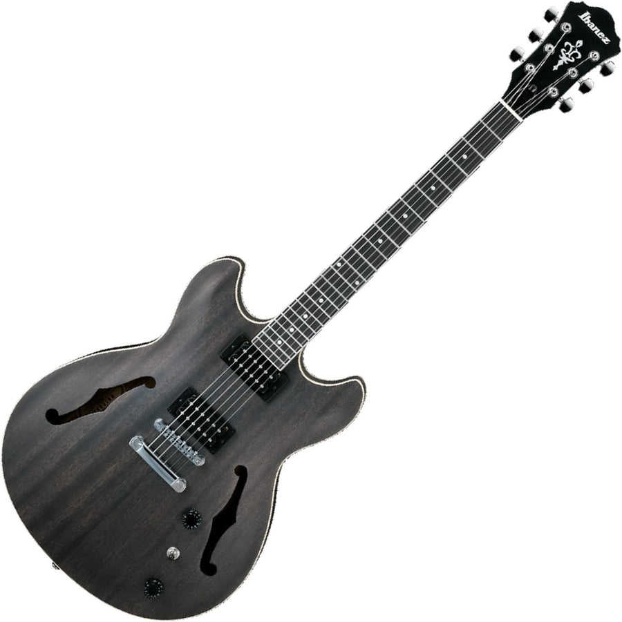 Semi Acoustic Electric Guitar Transparent Black F-Hole Maple Top