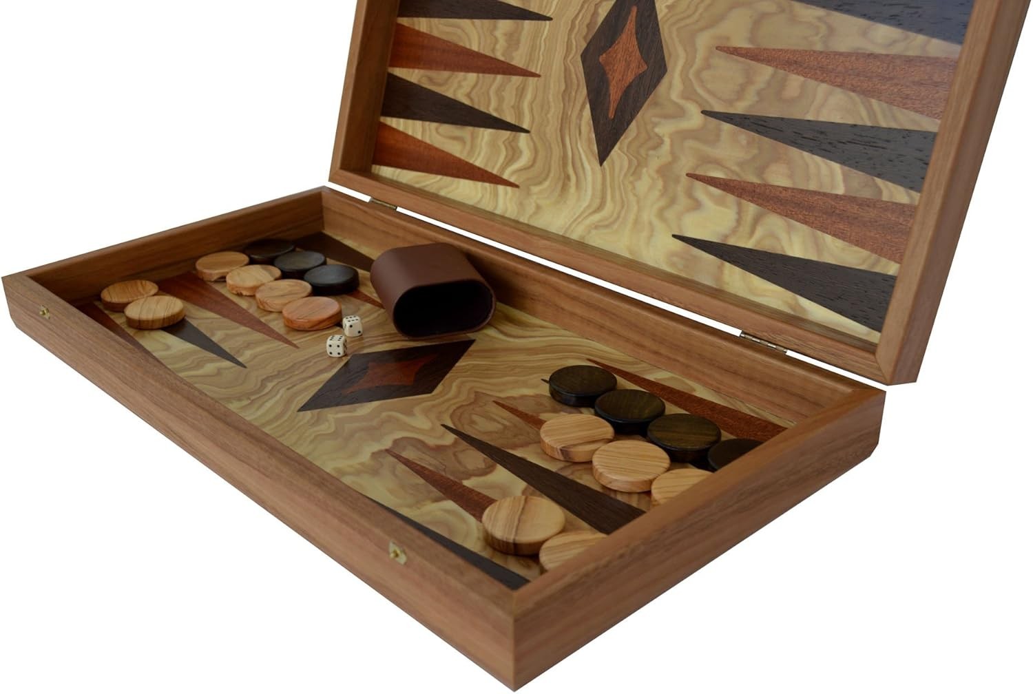 Olive Wood Backgammon Set 19 Inch Handmade Luxury Wooden Board Game