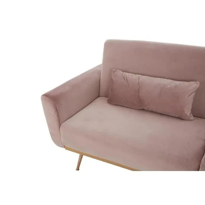Pink Velvet Sofa Bed Modern 3 Seater Gold Legs Flared Arm Stylish Couch