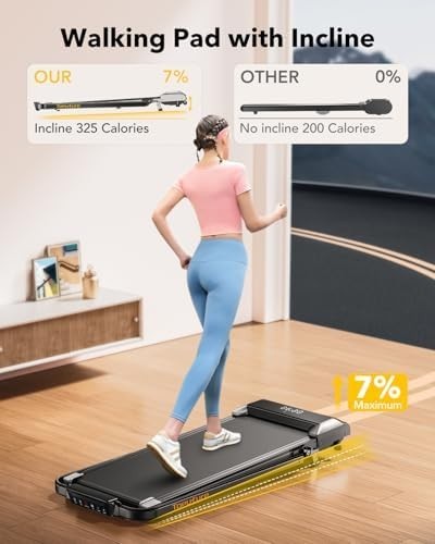 3-in-1 Folding Treadmill 12km/h Under Desk Walking Pad 7% Incline LED Remote