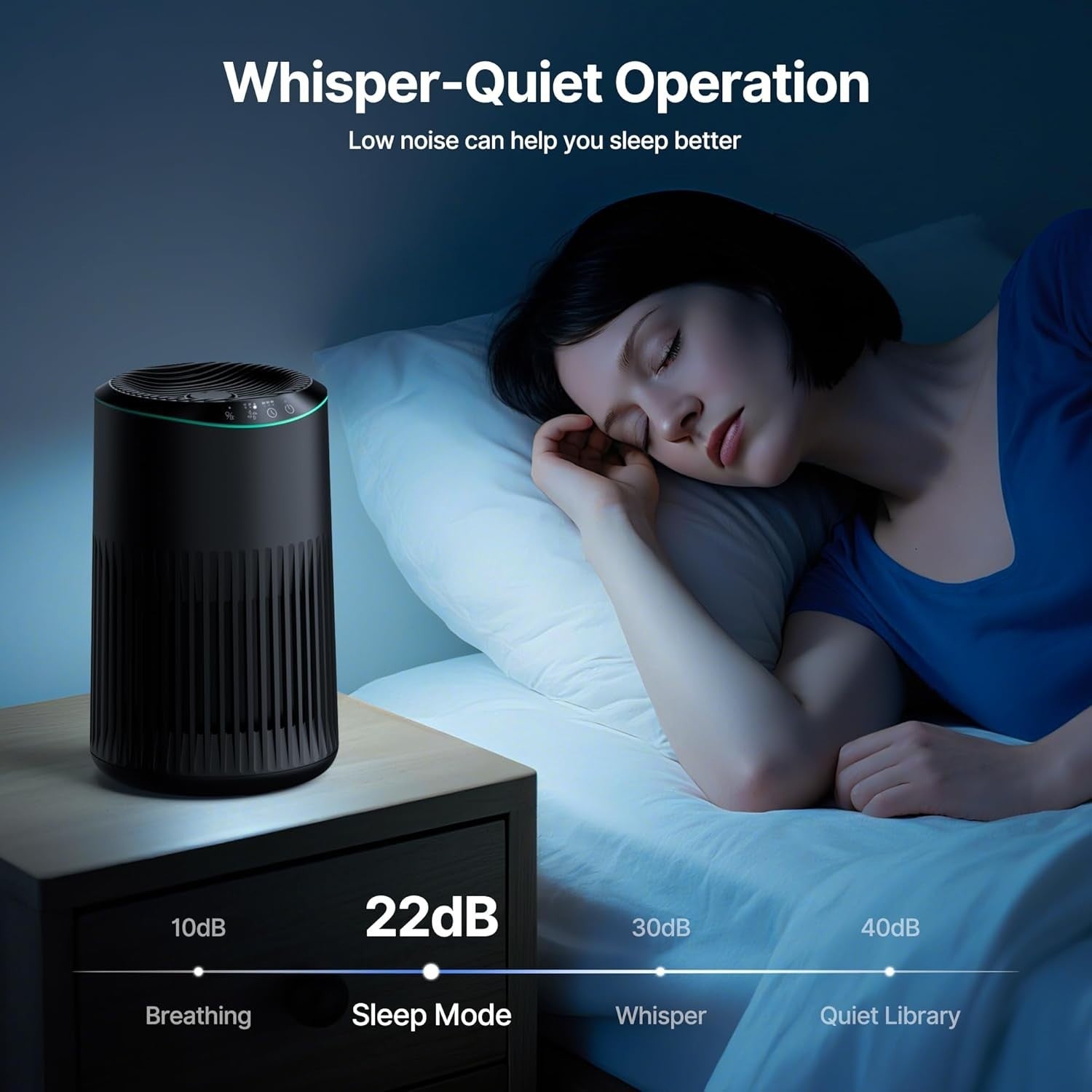 Quiet HEPA Air Purifier Sleep Mode Aromatherapy Pet Smoke Odor