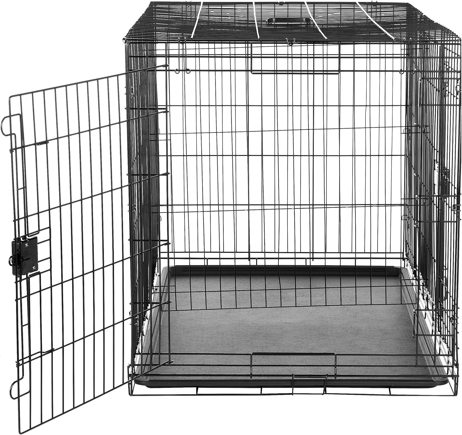 XXL Foldable Double Door Metal Dog Crate Cage with Tray 122cm Large
