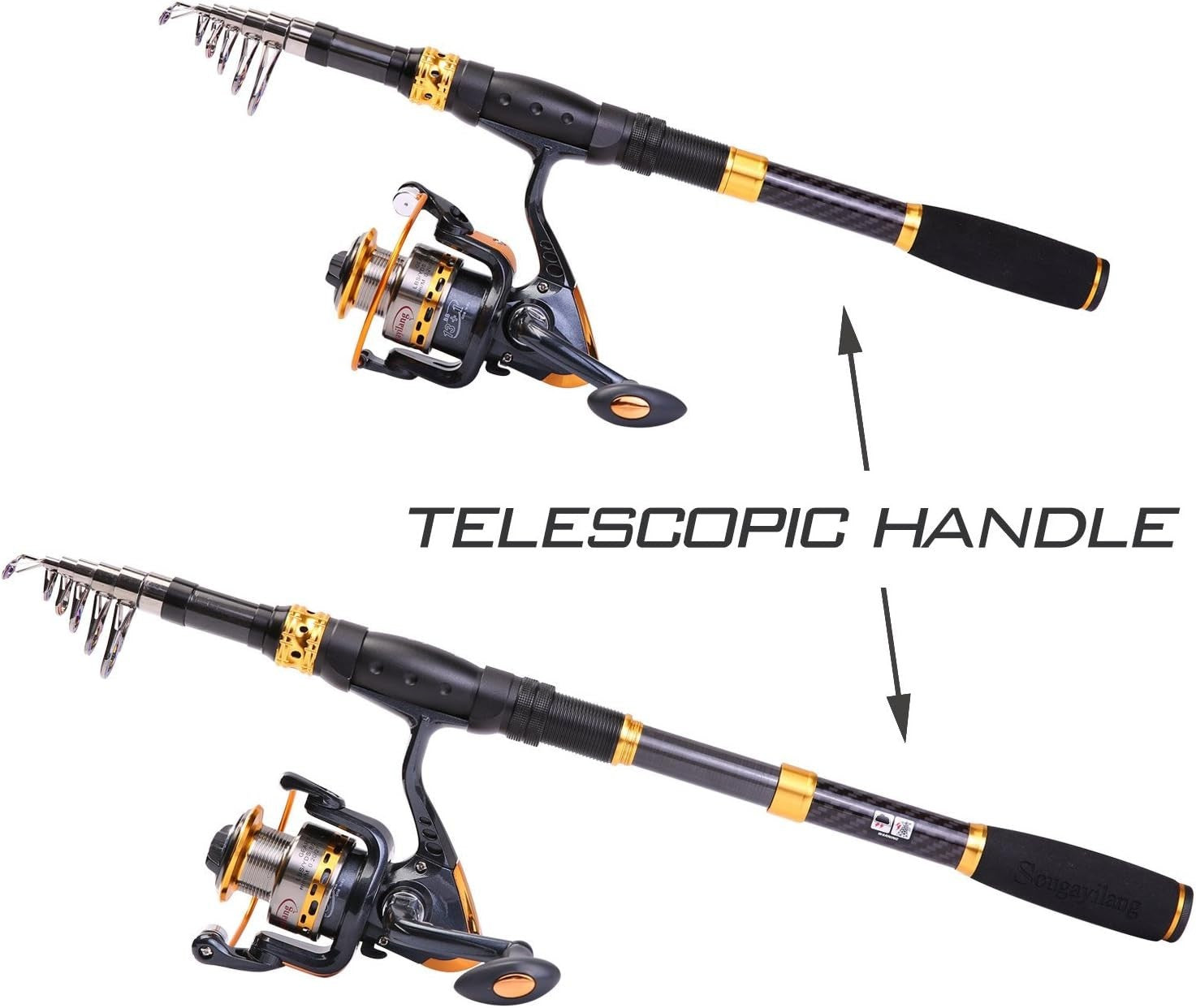 Telescopic Fishing Rod Spinning Reel Combo Travel Kit Saltwater Freshwater