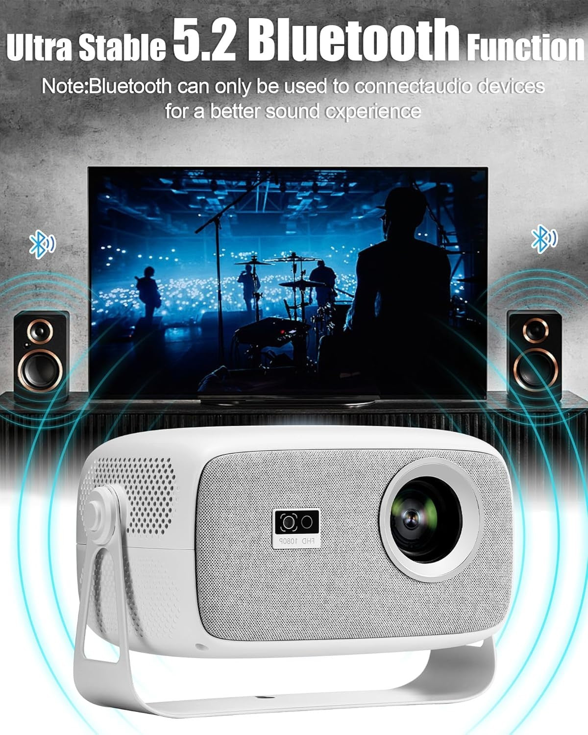 1080P Smart Projector WiFi Bluetooth Electric Focus 4K Outdoor