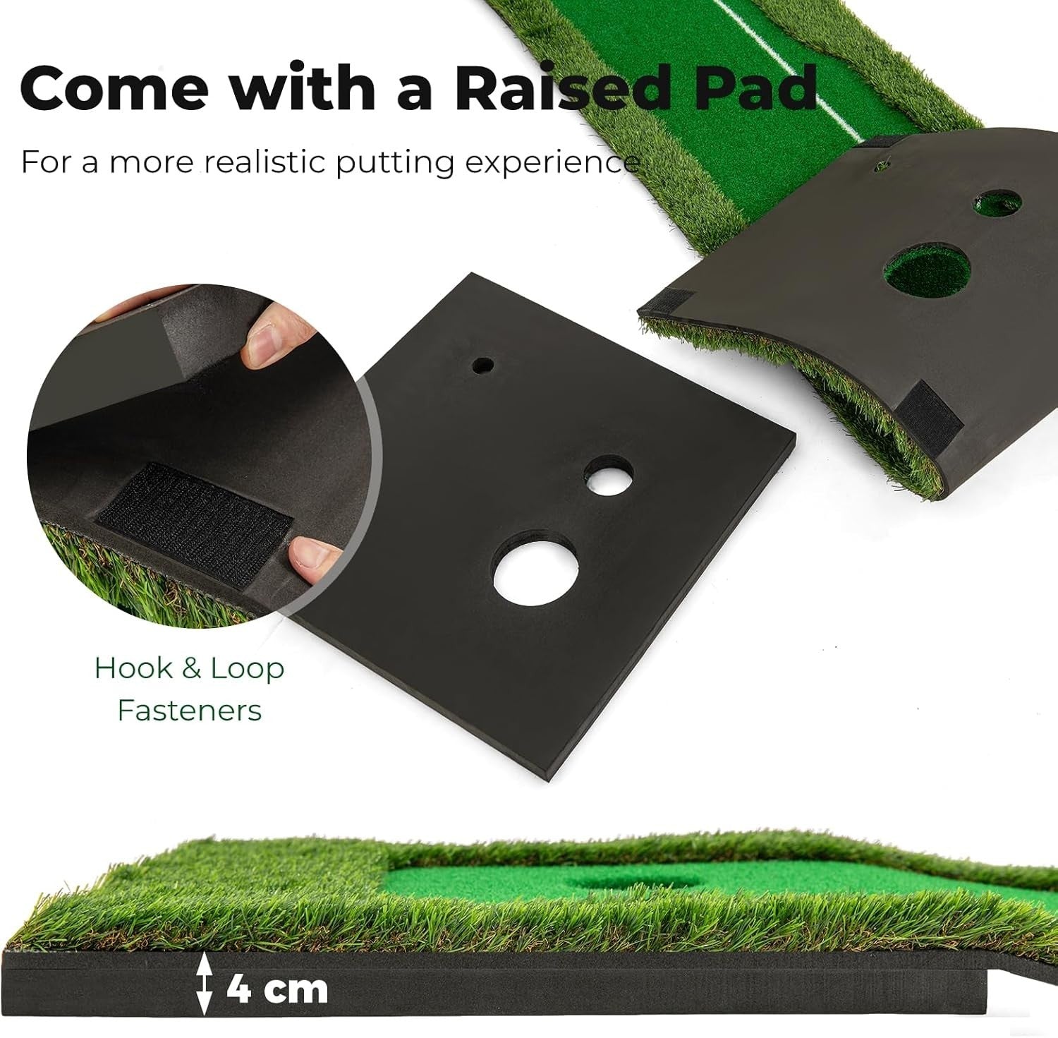 Golf Putting Green Mat 10ft Indoor Outdoor Practice Trainer 2 Holes Balls