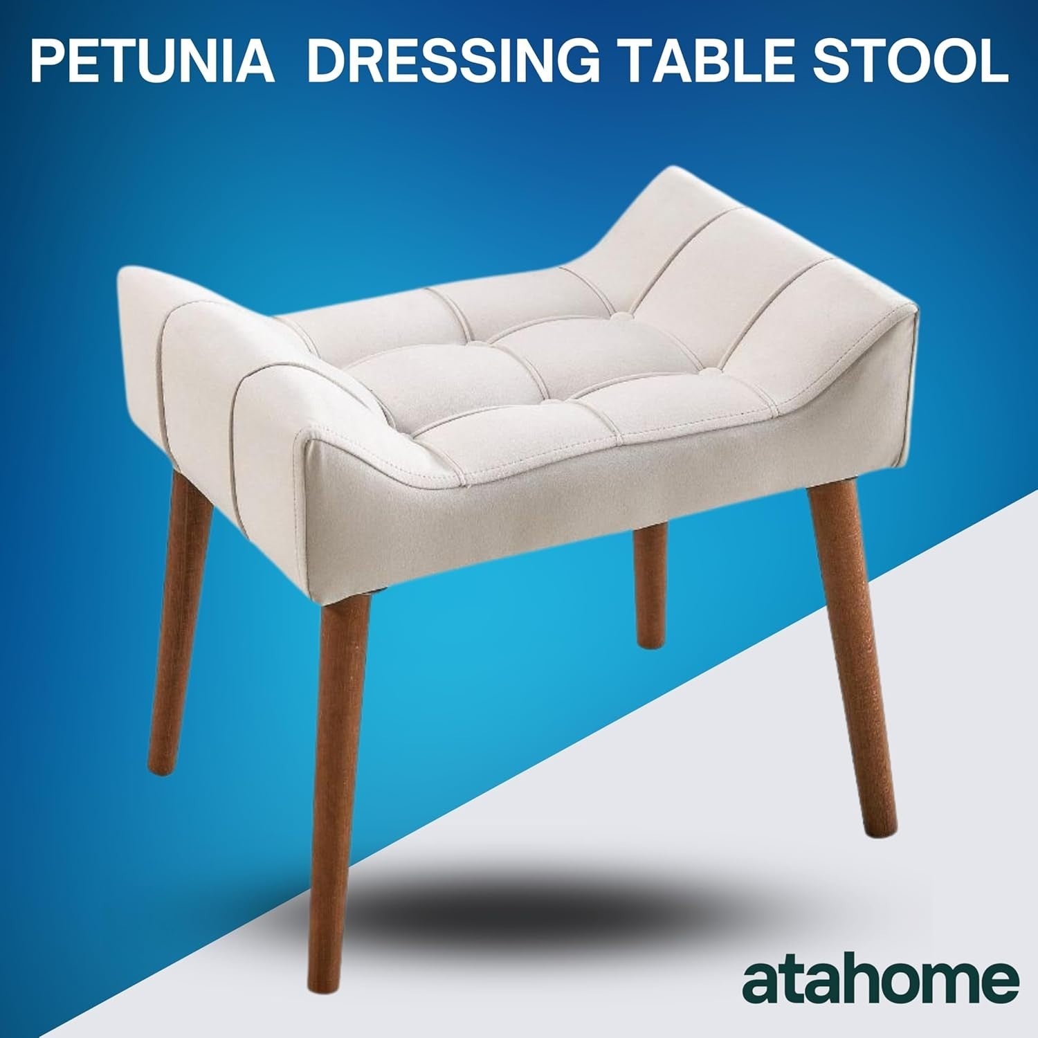 Cream Padded Dressing Table Stool Modern Vanity Makeup Chair Bedroom