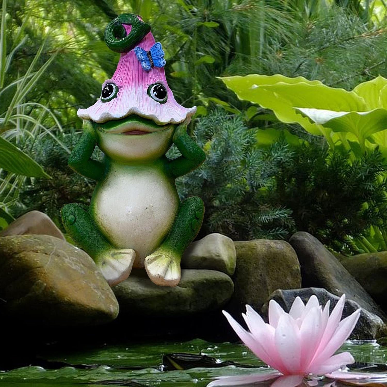 Peeking Frog Garden Ornament Resin Statue Cute Outdoor Patio Lawn Decor Gift