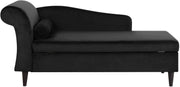 Black Velvet Left Hand Chaise Lounge with Storage Solid Wood Legs Comfort
