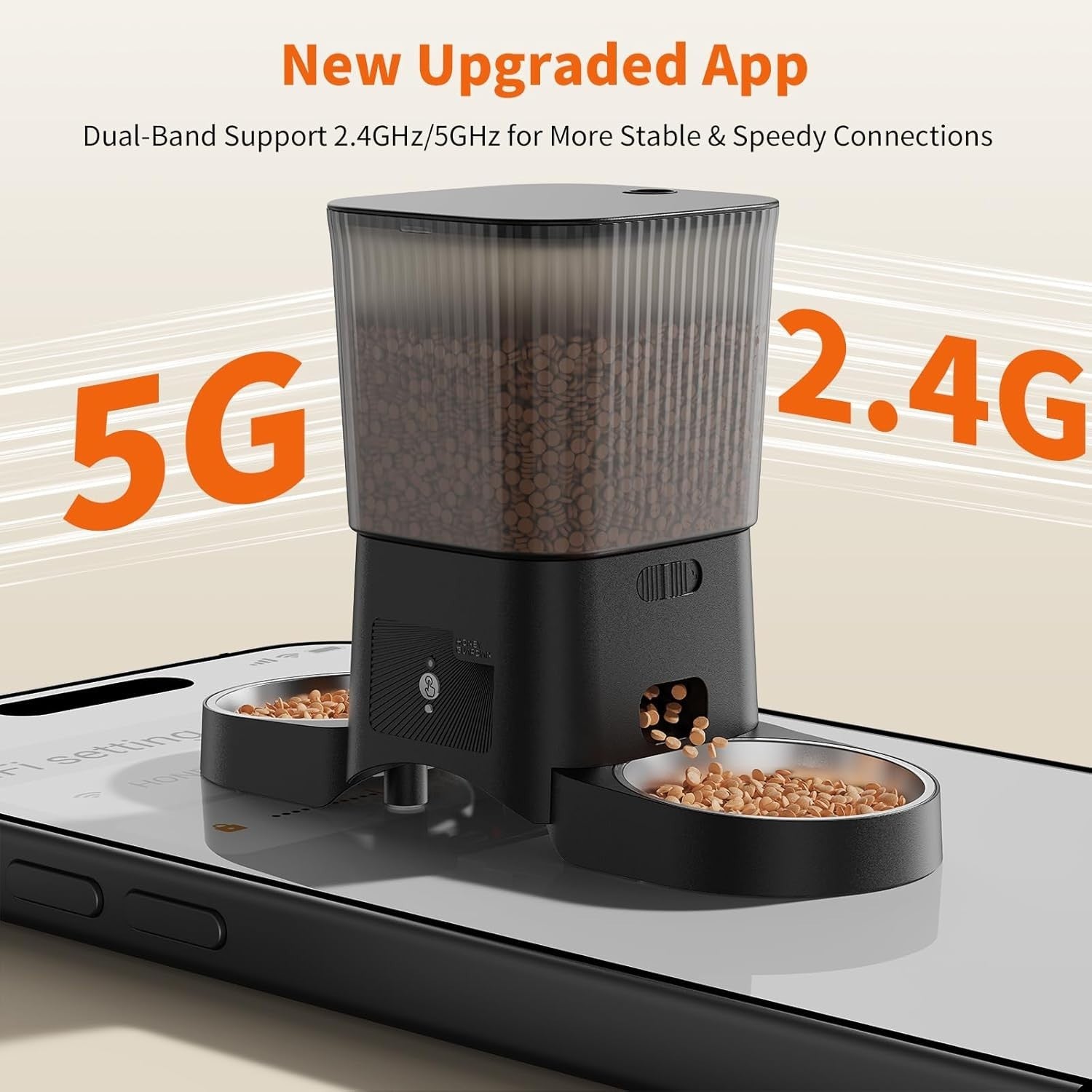 Smart Automatic Cat Feeder 2 Pet WiFi App Control Dual Bowls 3.5L