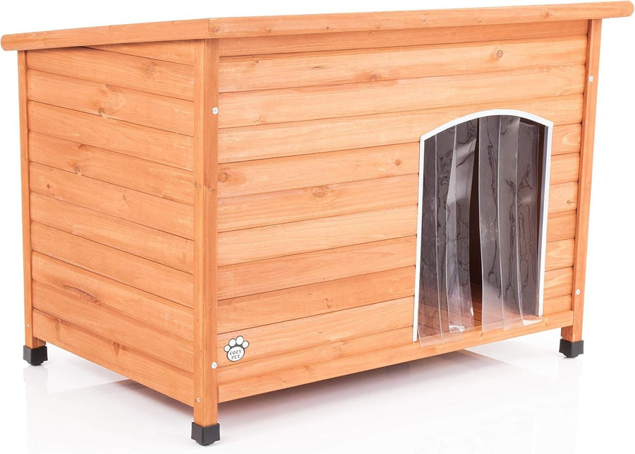 Insulated Wooden Dog Kennel Large | Weatherproof Pet House 113.5x76.5x82.5cm