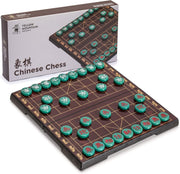 Magnetic Xiangqi Travel Chess Set Folding Wood Board Jade Pieces