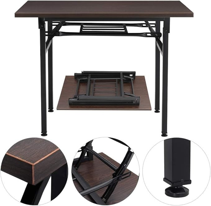 Folding Computer Desk Home Office Study Table Metal Frame Space Saving