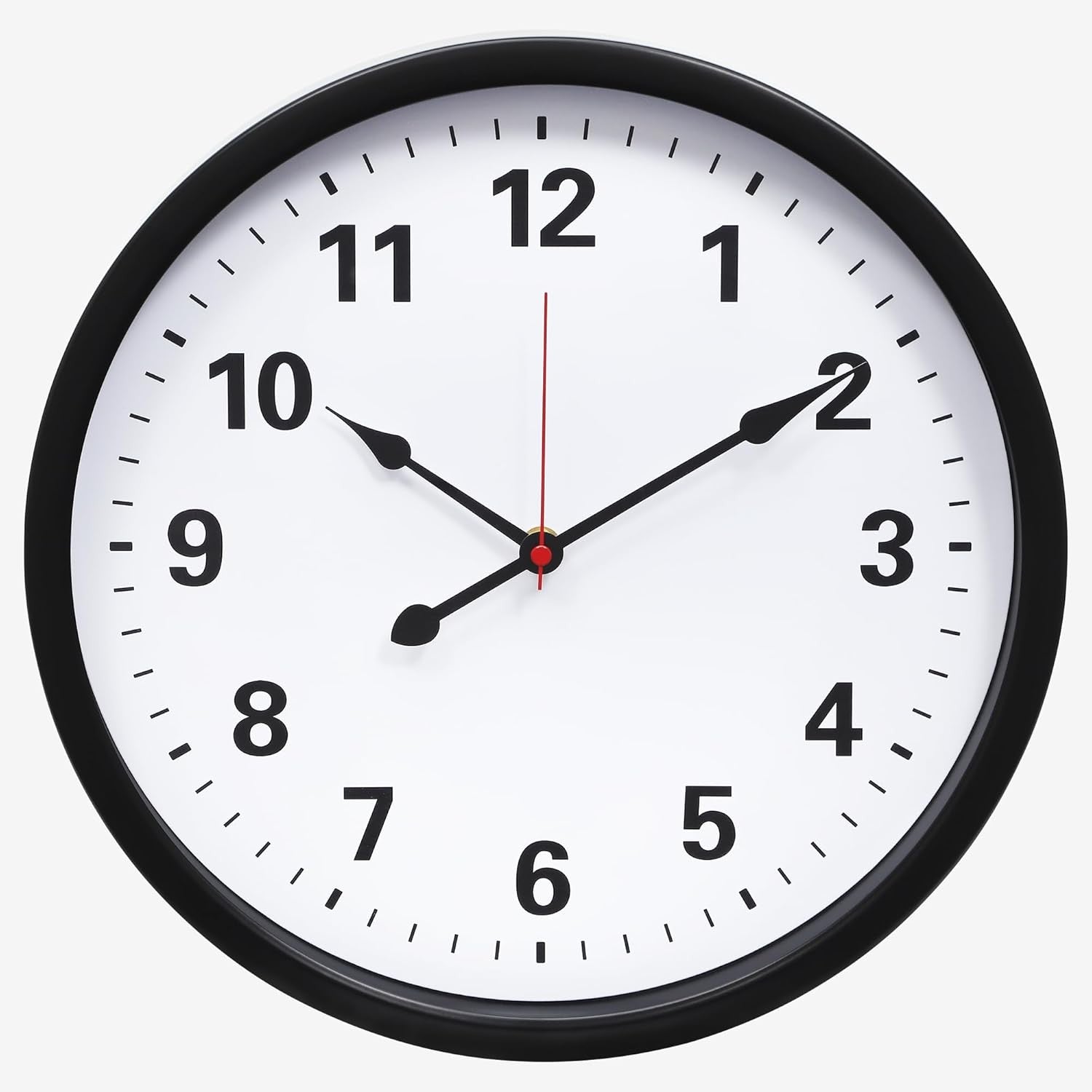 Large Silent Wall Clock 35cm Modern Black Metal Non-Ticking Quartz Home Decor