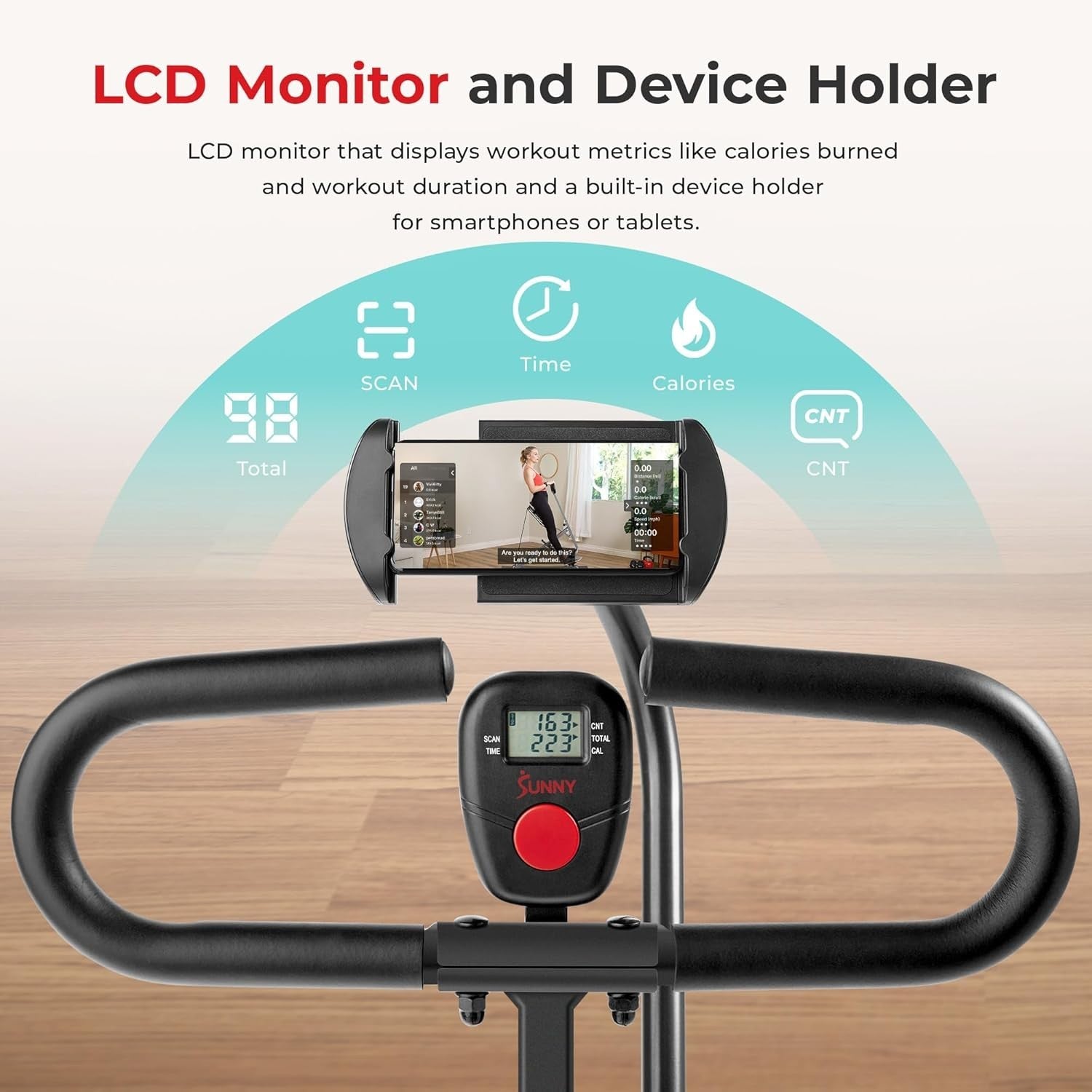 Smart Row-N-Ride Squat Machine Foldable Full Body Trainer LCD App Bands 150KG