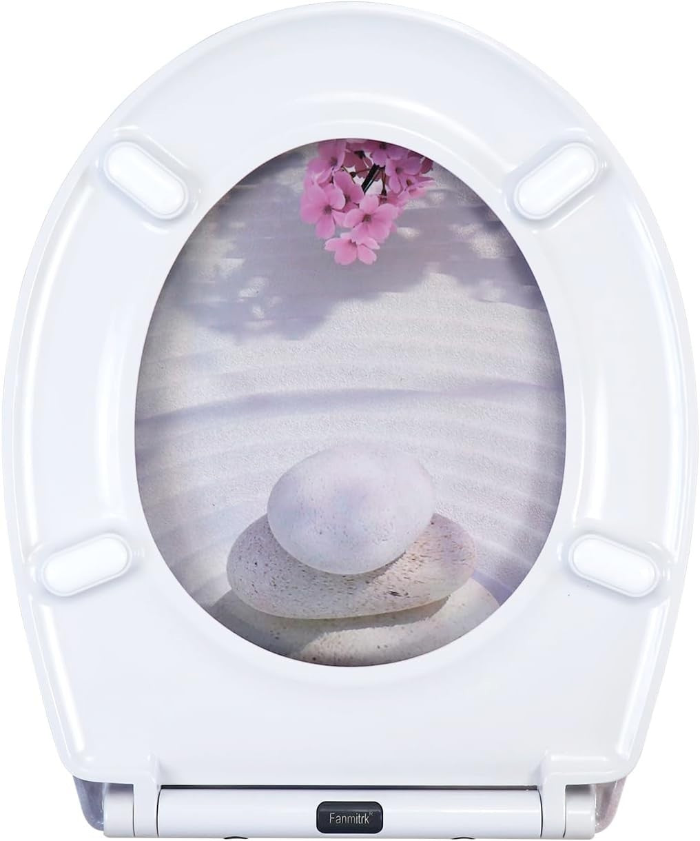 Toilet Seat Soft Close Quick Release Top Fix Colorful Patterns 45x37cm Duroplast