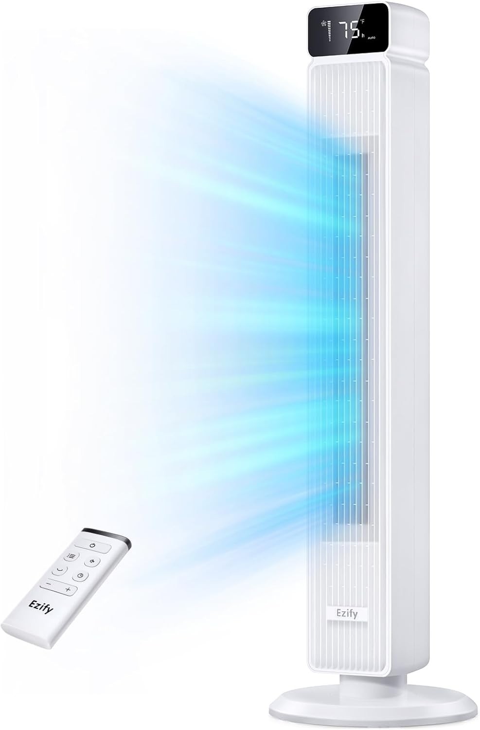Tower Fan 25ft/s Quiet 30dB – 6-Speed Oscillating Fan w/ Remote & Timer White