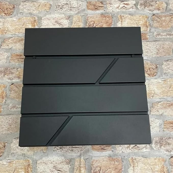 Wall Mounted Lockable Post Box Waterproof Secure Mailbox Black 37x37x10cm