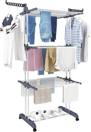 HOMIDEC 4-Tier Foldable Stainless Steel Clothes Drying Rack Grey