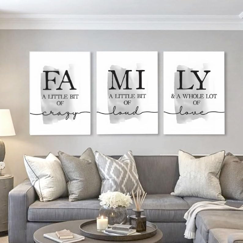 Large 3-Piece Abstract Canvas Wall Art 16x24 in Family Home Decor