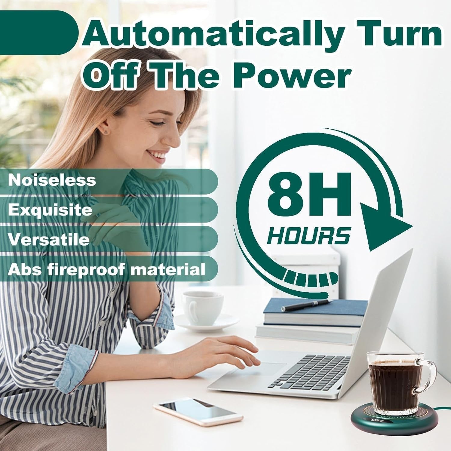 USB Coffee Mug Warmer 3 Temp Settings LED Display 8H Auto Off