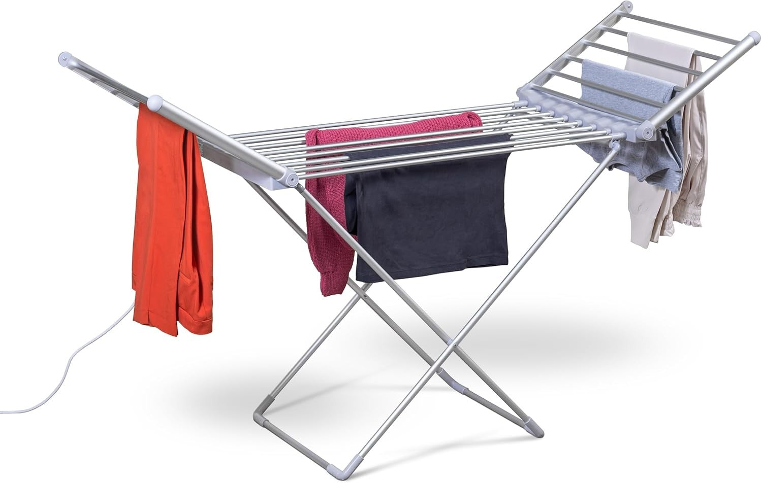 Heated Clothes Airer Electric Folding Winged Dryer 14m Indoor Drying Rack