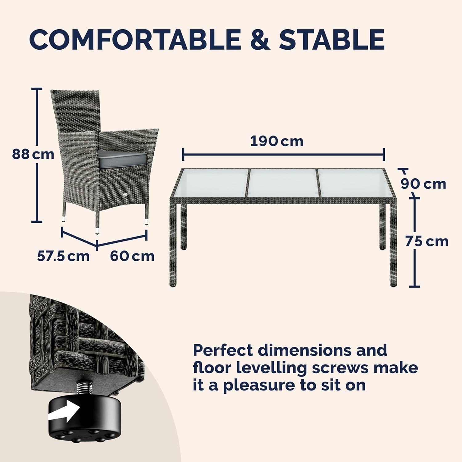 9 Seater Rattan Garden Dining Set w/ Glass Table & Cushions Outdoor Patio