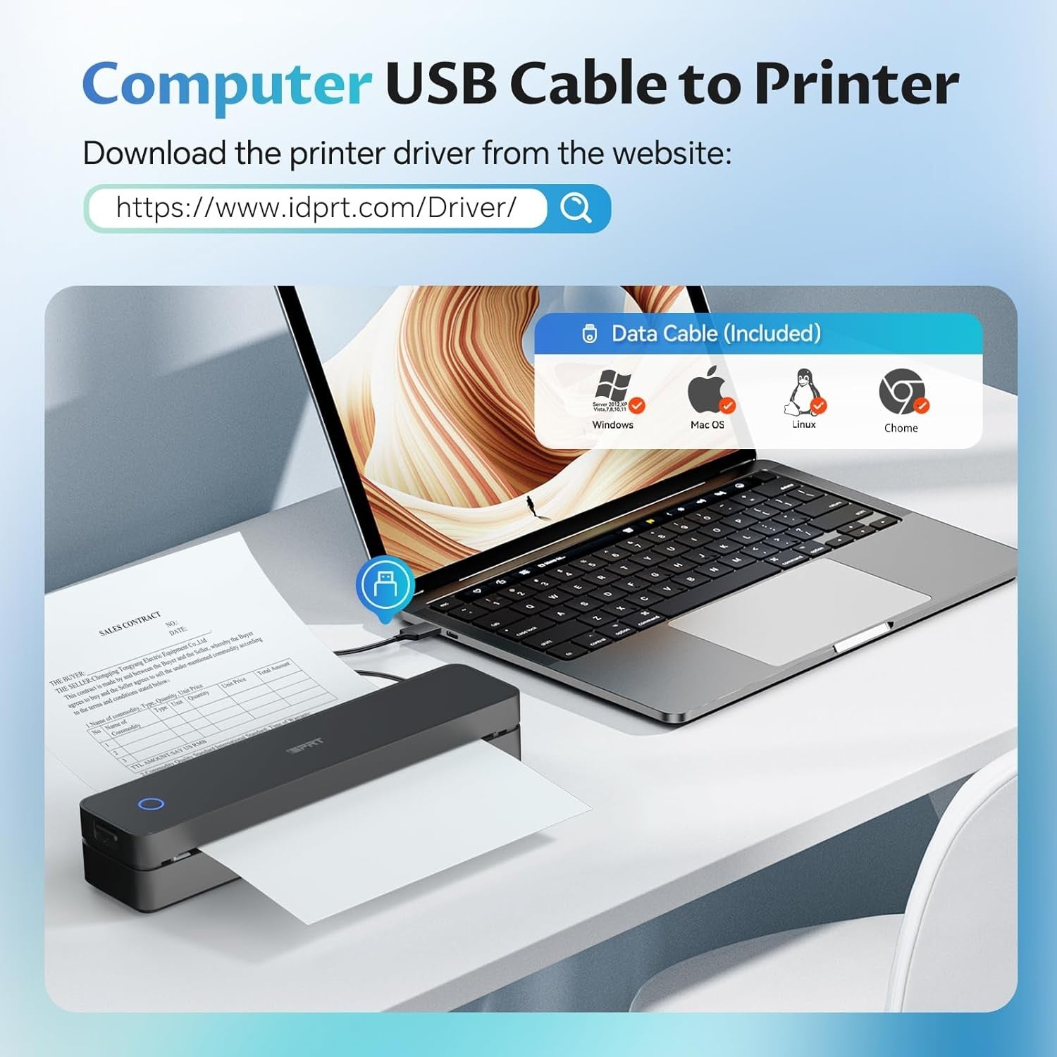 A4 Portable Thermal Printer 300DPI Bluetooth Inkless Black