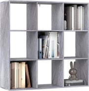 9 Cube Marble Grey Bookcase – Modern Storage Shelf Unit for Home Office