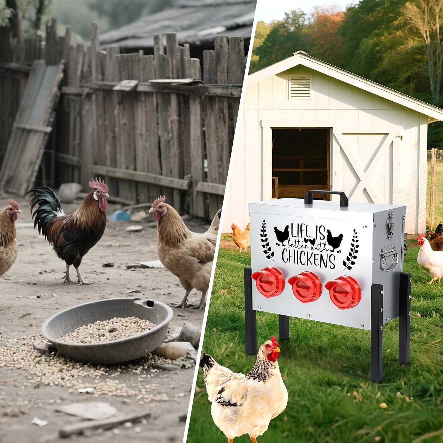 30lb Chicken Feeder 6 Port No Waste Galvanised Metal