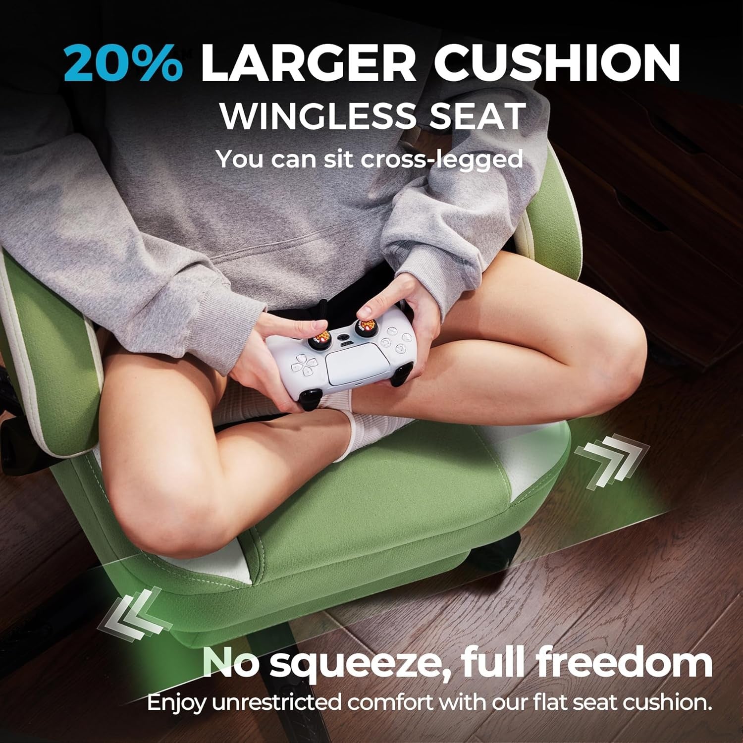 Oversized Gaming Chair Breathable Fabric Recliner w/ Footrest Green