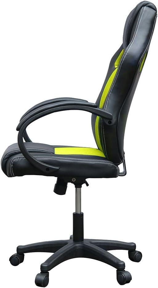 Racing Style Gaming Chair Yellow PU Leather Ergonomic Swivel Desk