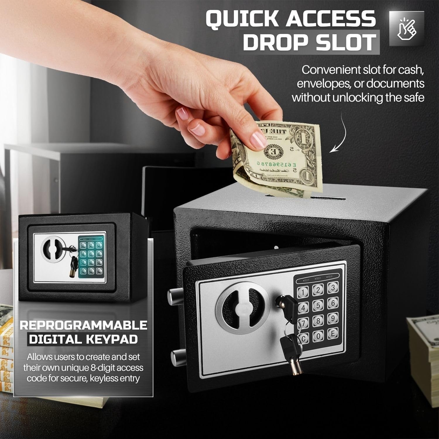 Drop Slot Depository Safe Digital Keypad Cash Deposit Security Box
