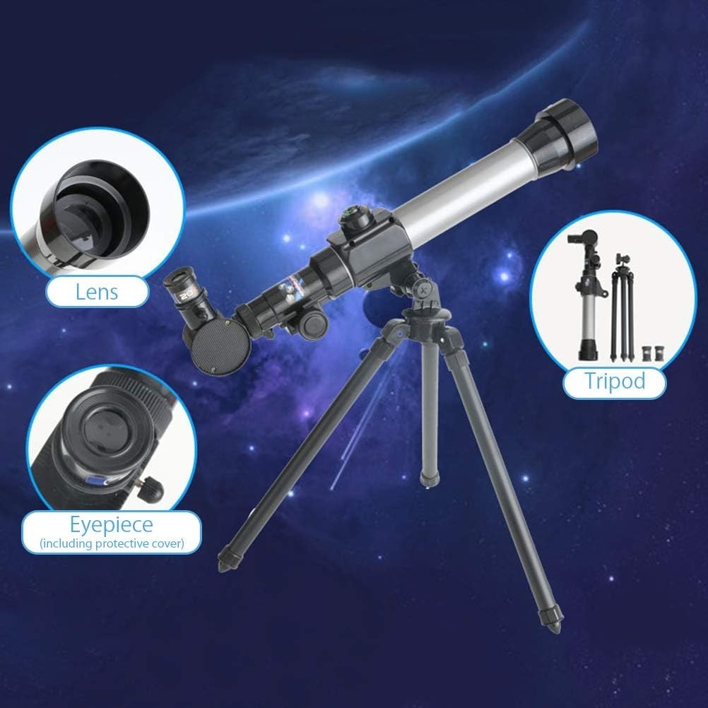 60mm Beginner Astronomy Telescope Assorted Colour with Tripod Kit Plus