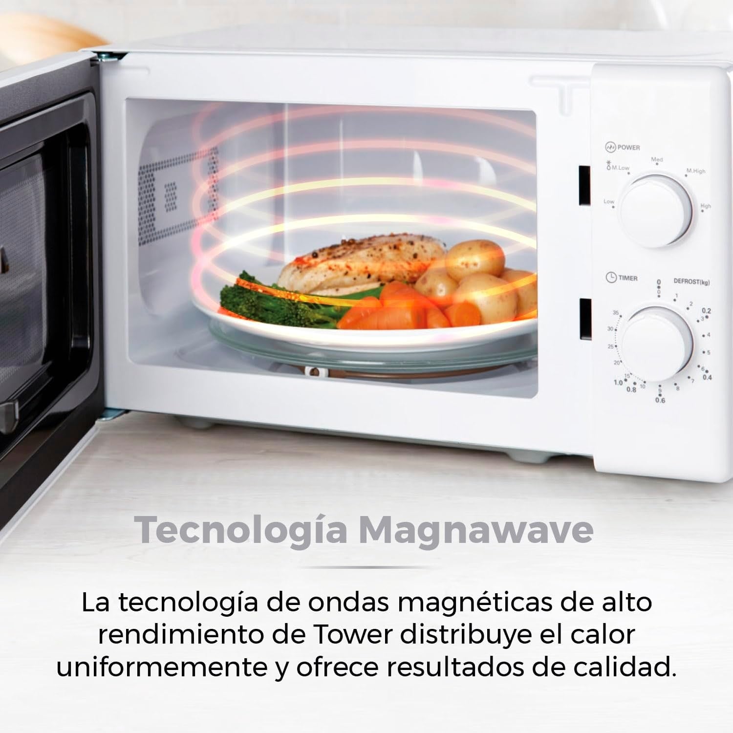 20L 700W White Manual Microwave Oven 5 Power Levels 35 Min Timer