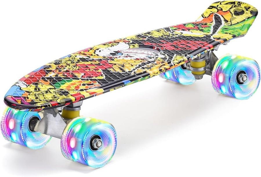 22in Mini Cruiser Skateboard LED Light-Up Wheels Ready-to-Ride