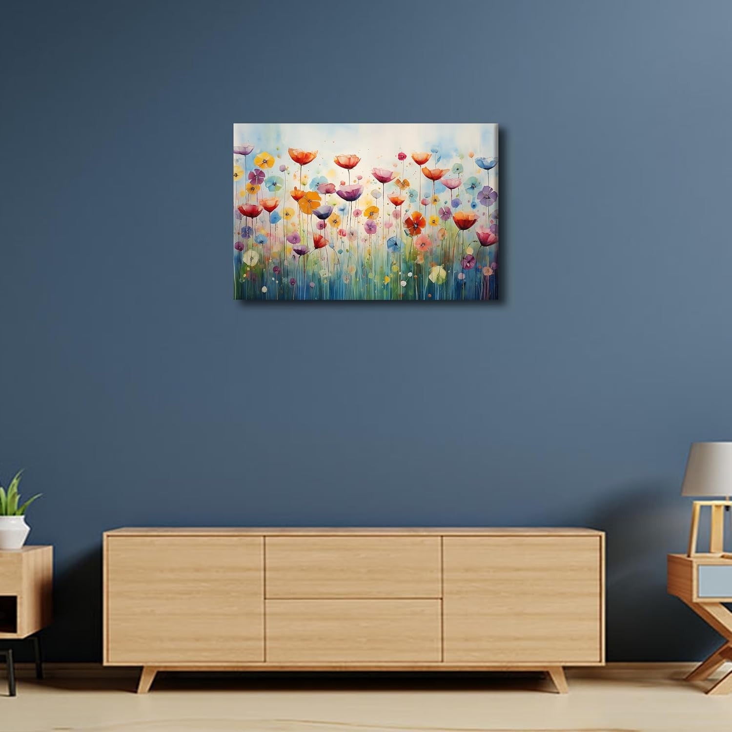 Blooming Canvas Wall Art Floral Abstract Painting 18x12in