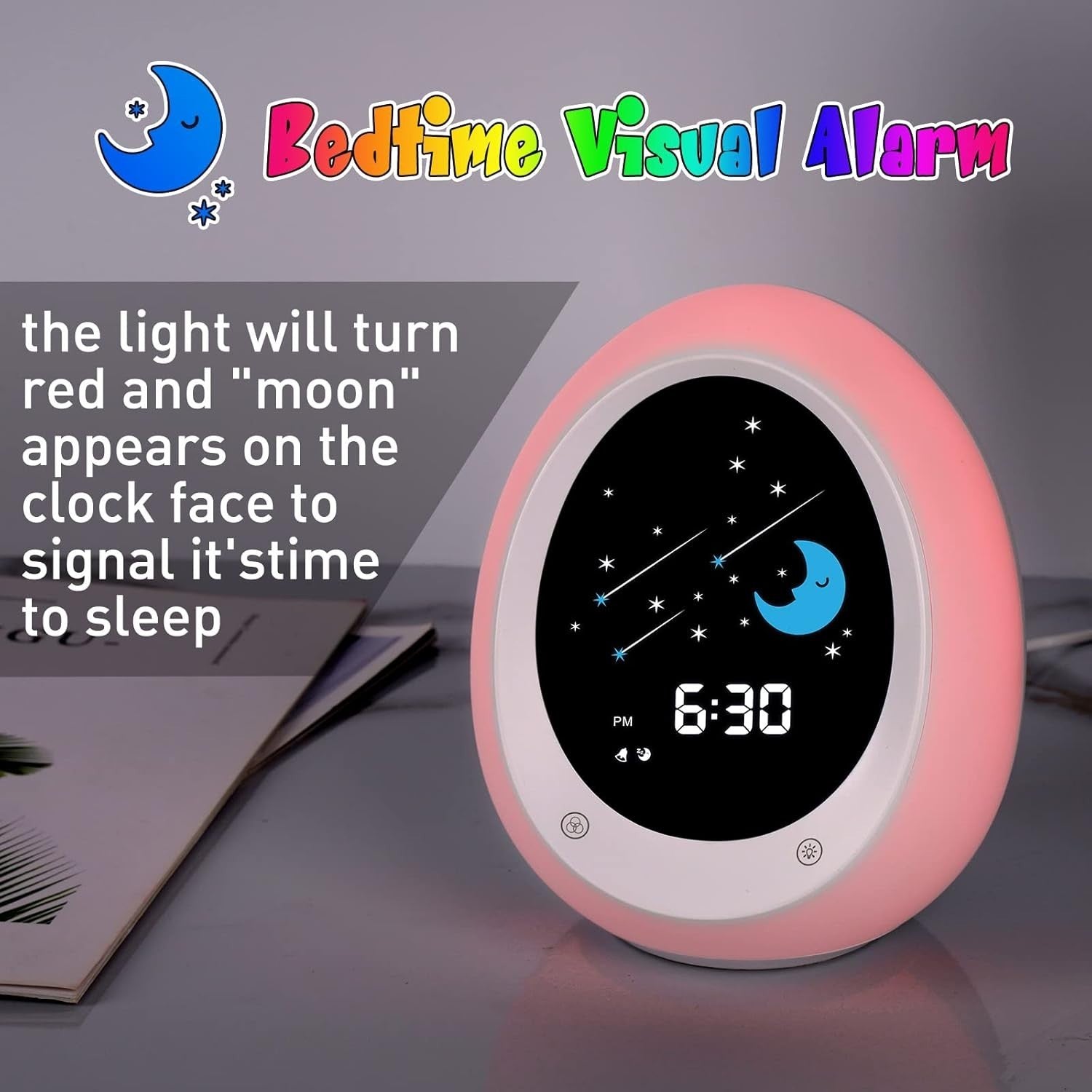 Kids Sleep Training Alarm Clock with Night Light & Sound Machine
