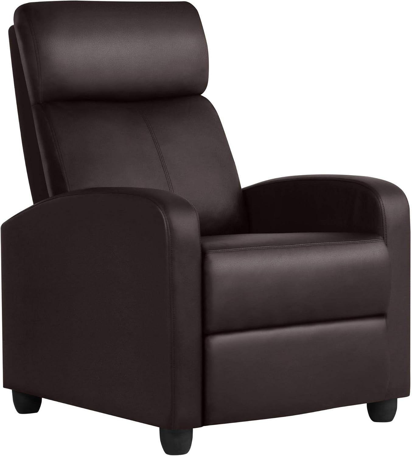 Brown Faux Leather Recliner Chair Adjustable Armchair Home Cinema Seat