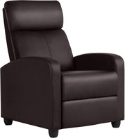 Brown Faux Leather Recliner Chair Adjustable Armchair Home Cinema Seat