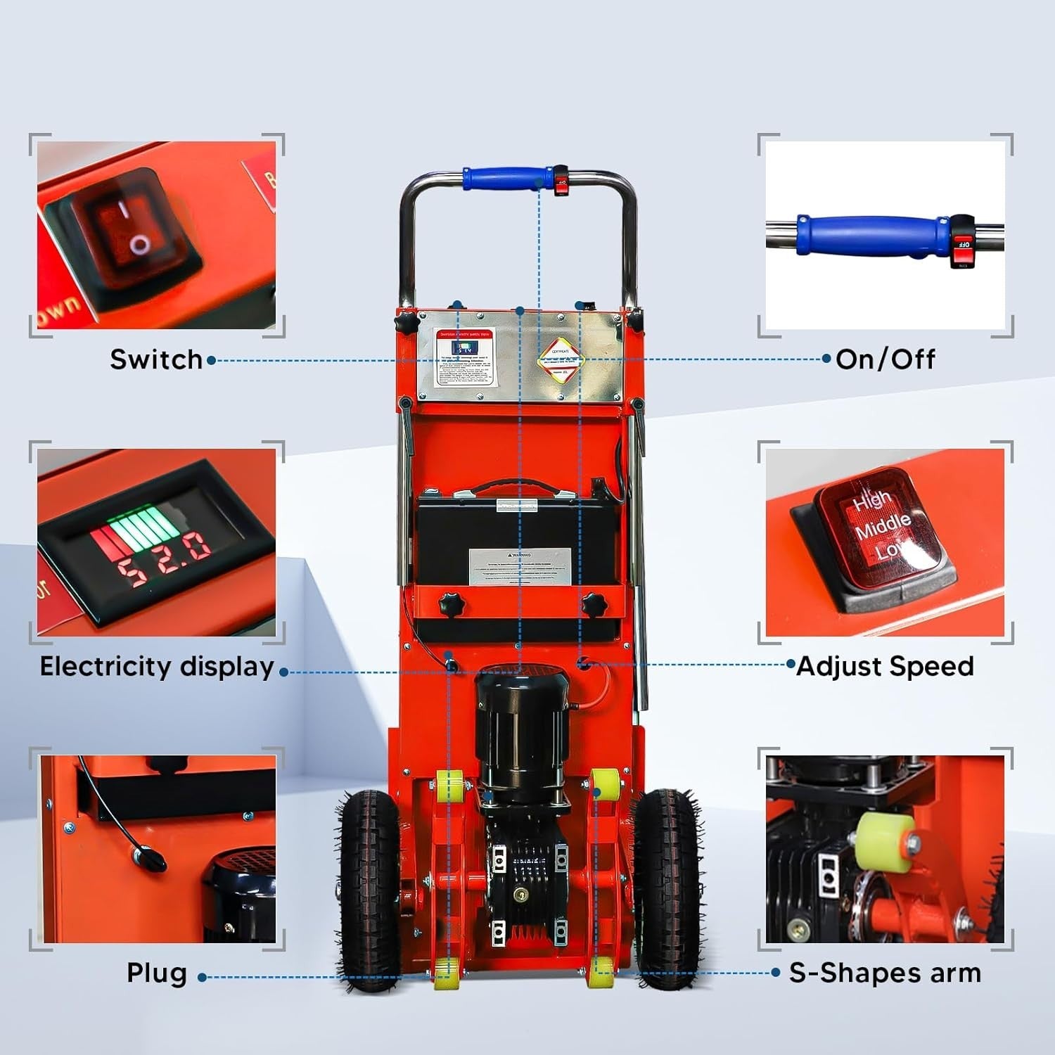 Electric Stair Climbing Hand Truck 400kg Load 1200W Heavy Duty Dolly