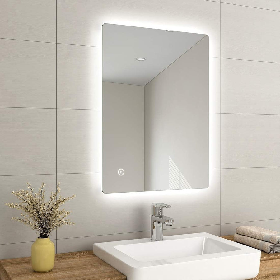 LED Bathroom Mirror 80x60cm Backlit Demister Shaver Socket Touch Sensor