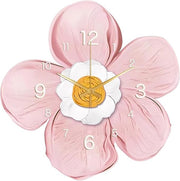 Pink Flower Wall Clock 35cm Art Deco Porcelain Silent Modern Bedroom Decor
