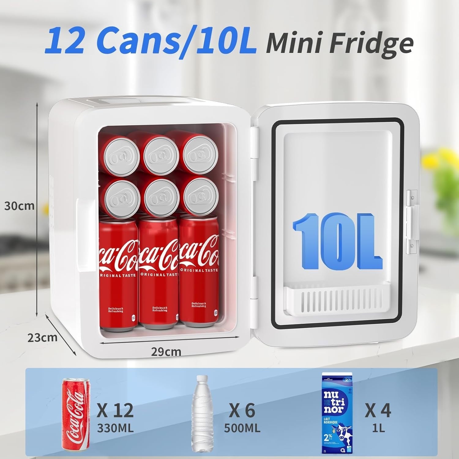 Portable Mini Fridge 10L AC/DC Cooler Warmer Bedroom Car Office