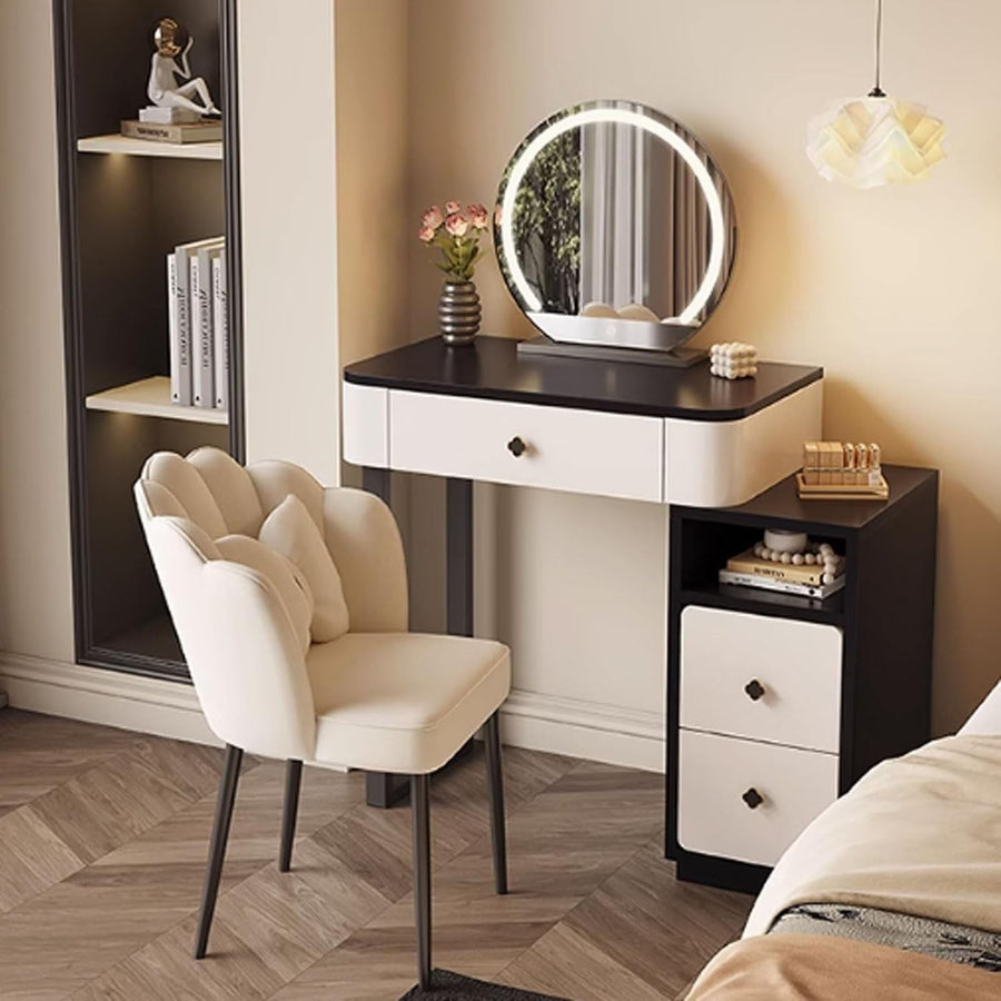 Vanity Makeup Dressing Table with LED Light Mirror Storage Drawers Solid Wood
