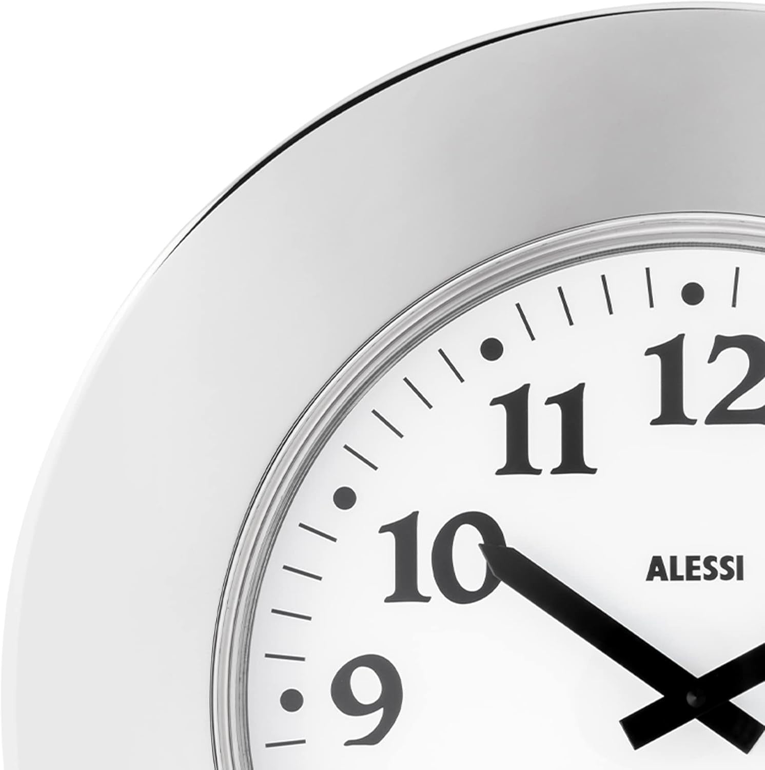 Modern Black Silent Wall Clock Luxury Steel Mirror Finish Italy Design